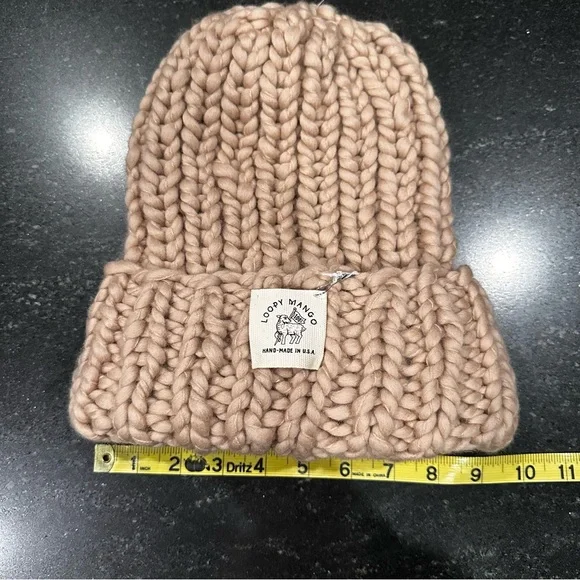 NWT Free People x Loopy Mango‎ 100% Merino Wool Slouchy Beanie Hat Tan/Camel OS - Picture 7 of 9